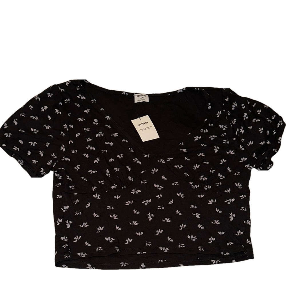 NWT COTTON ON TULIP CROPPED TOP BLACK